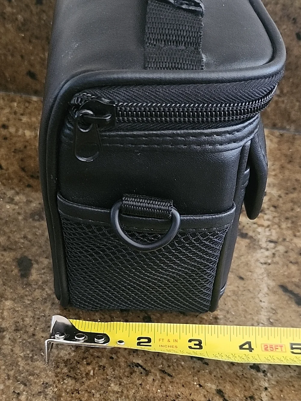 Icon C Black Faux Leather Camera Case With Detach Strap Pockets Zips